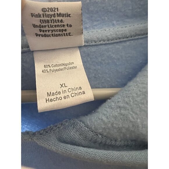 Pink Floyd Dark Side Of Moon Blue Graphic Hoodie Pullover Sweatshirt XL Pocket - Picture 7 of 7